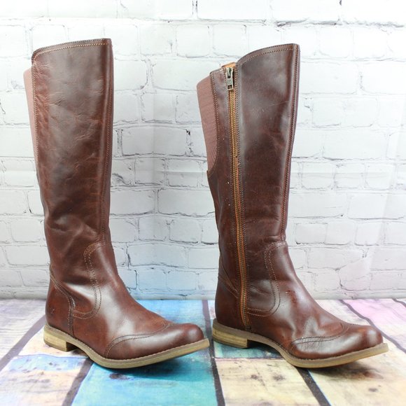TIMBERLANDKnee High Side Zip Saddle Boots Size 6.5 - Picture 3 of 10